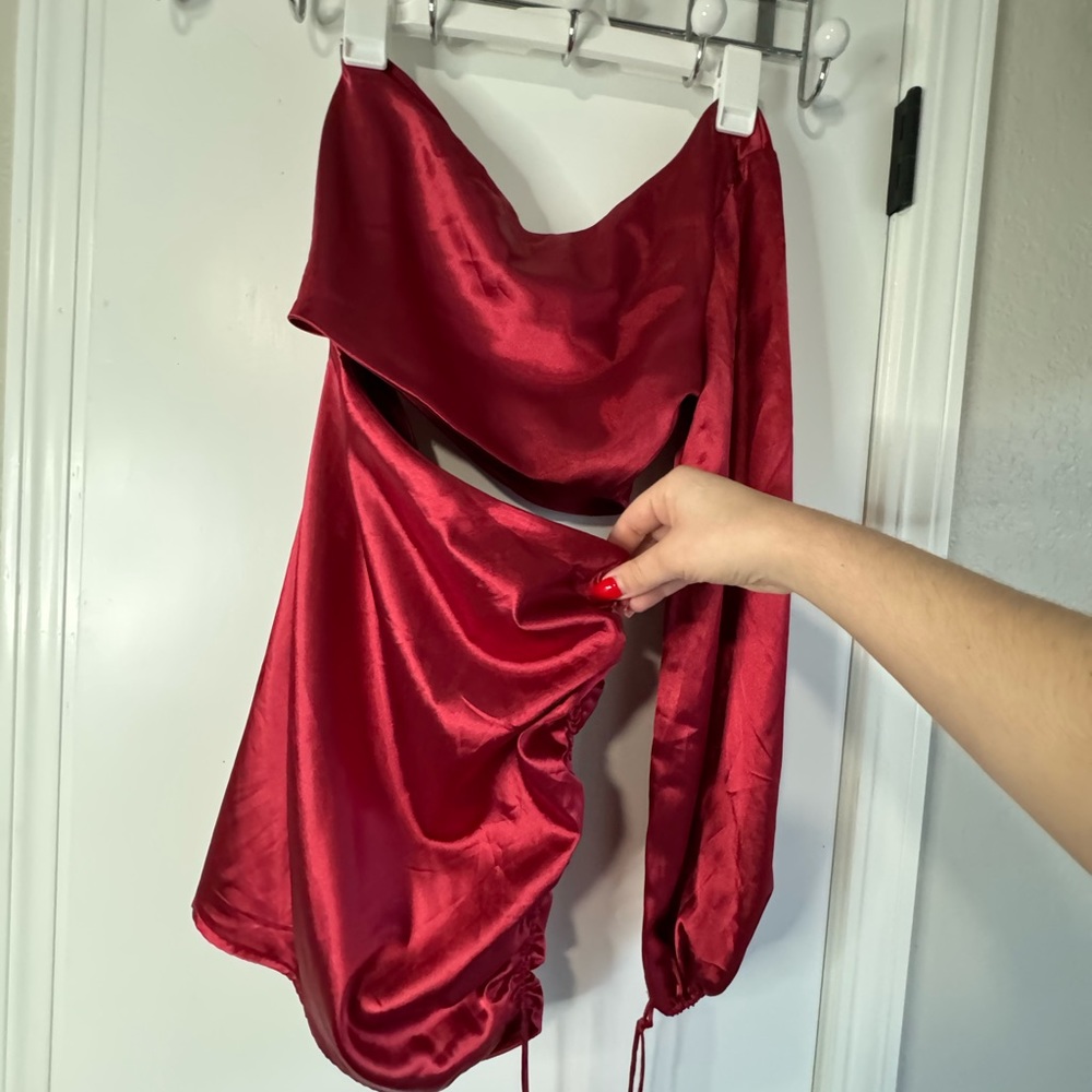 Satin one shoulder dress